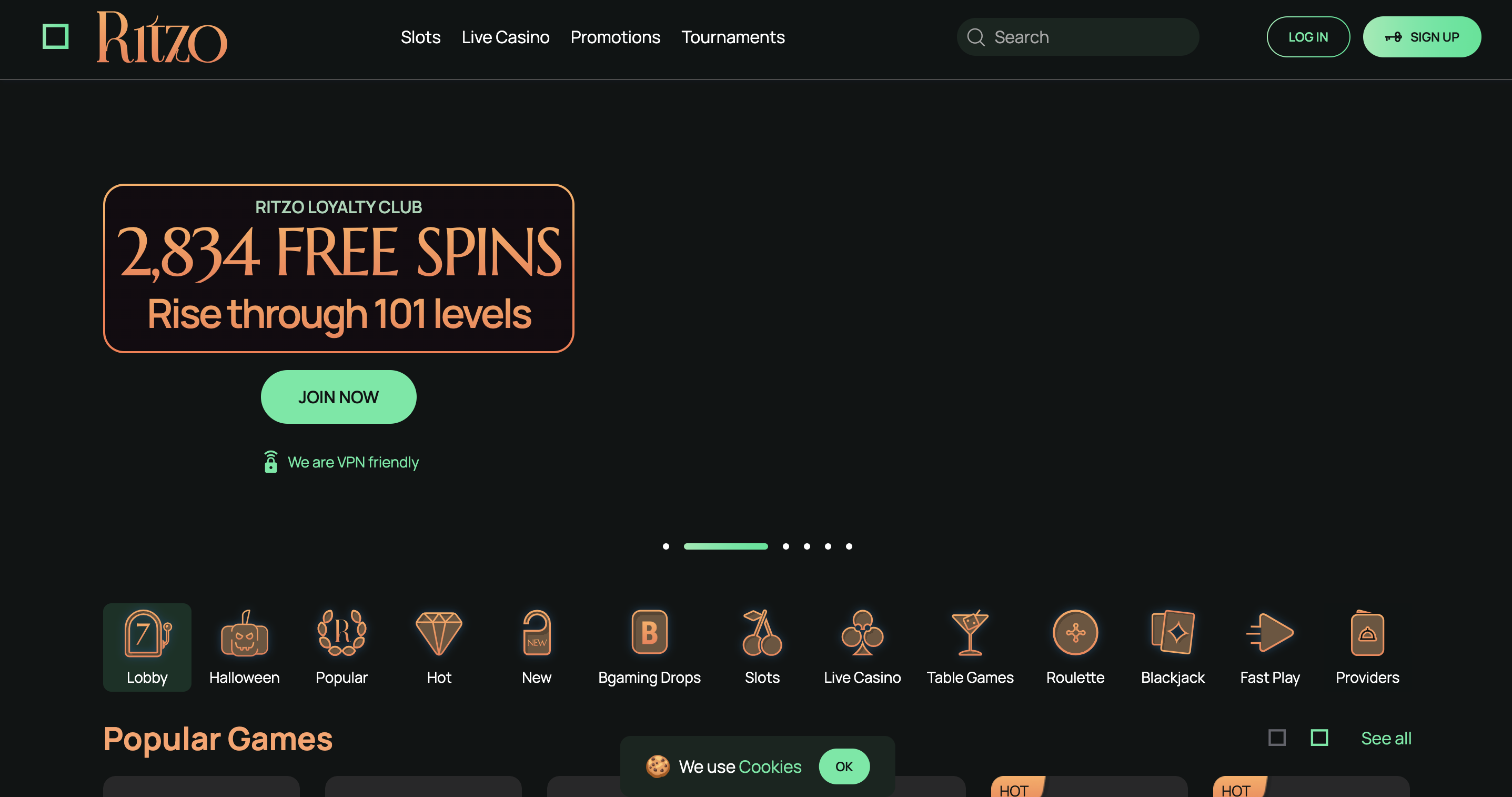 Ritzo Casino screenshot